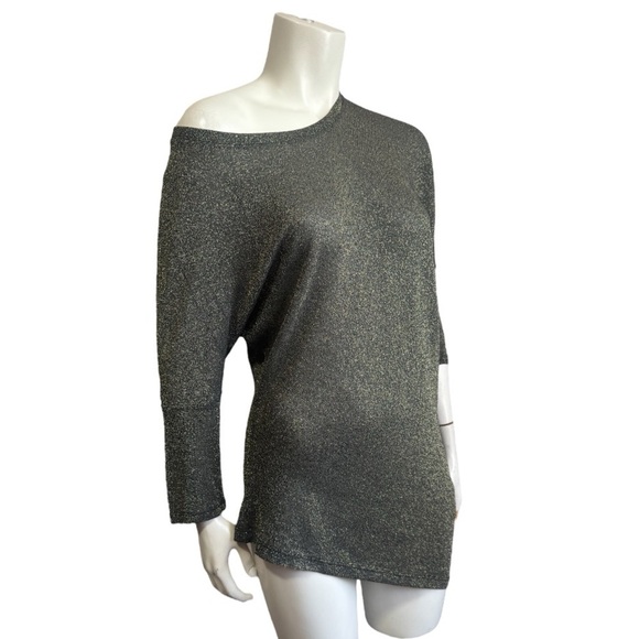 Oltre Italy deconstructed off shoulder tunic metallic gold asymmetrical womens 8 - Picture 6 of 12